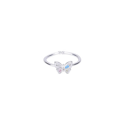 Simple Style Butterfly Copper Plating Inlay Zircon Open Ring