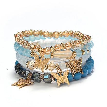 Simple Style Butterfly Glass Beaded Stoving Varnish Women'S Bracelets