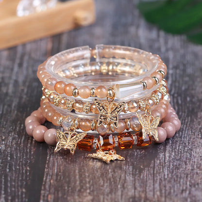 Simple Style Butterfly Glass Beaded Stoving Varnish Women'S Bracelets