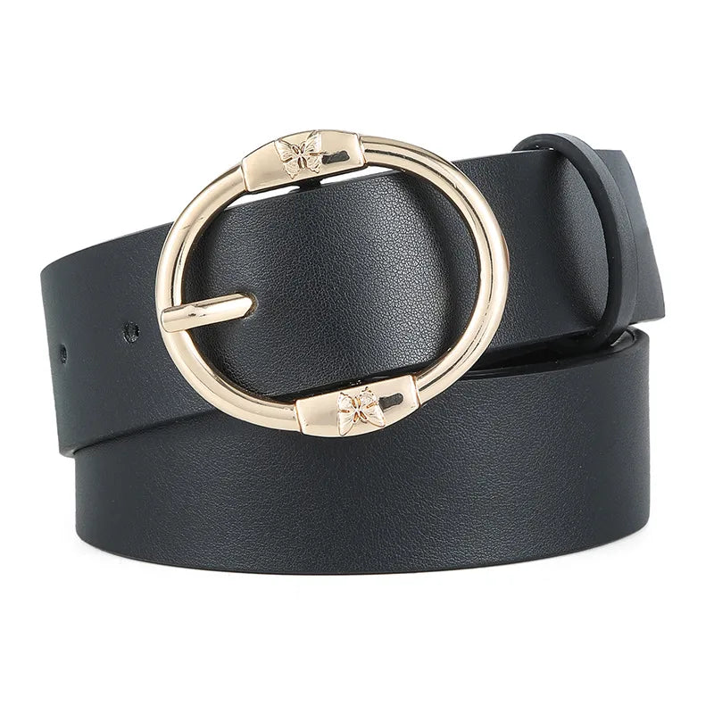 Simple Style Butterfly Pu Leather Alloy Women'S Leather Belts