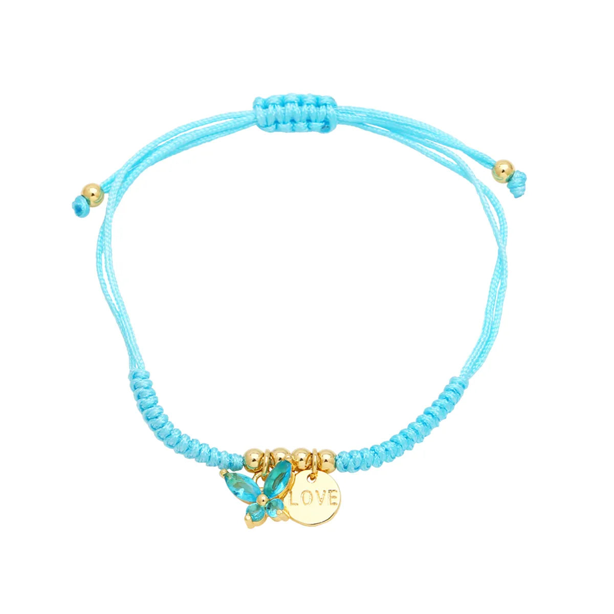 Simple Style Butterfly Rope Copper Plating Inlay Zircon 18k Gold Plated Valentine'S Day Unisex Bracelets