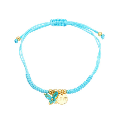 Simple Style Butterfly Rope Copper Plating Inlay Zircon 18k Gold Plated Valentine'S Day Unisex Bracelets