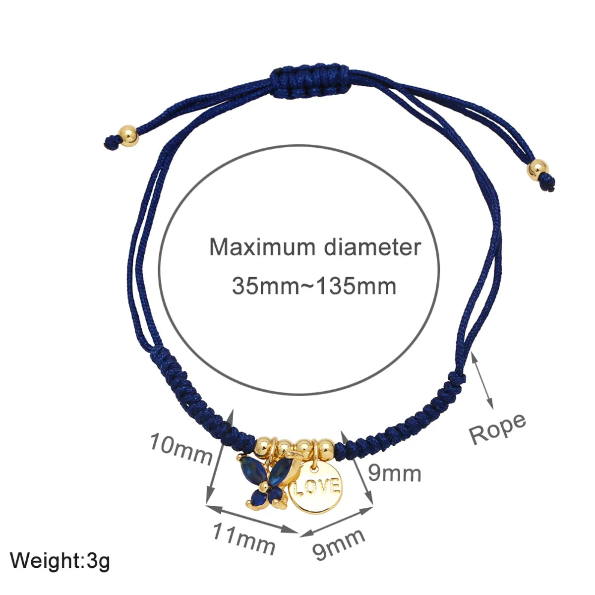 Simple Style Butterfly Rope Copper Plating Inlay Zircon 18k Gold Plated Valentine'S Day Unisex Bracelets