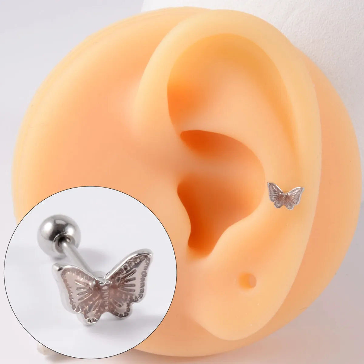 Simple Style Butterfly Stainless Steel Ear Studs Stainless Steel Earrings 1 Piece