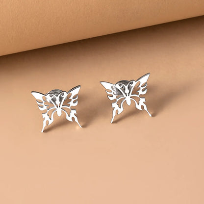 Simple Style Butterfly Stainless Steel Hollow Out Ear Studs 1 Pair