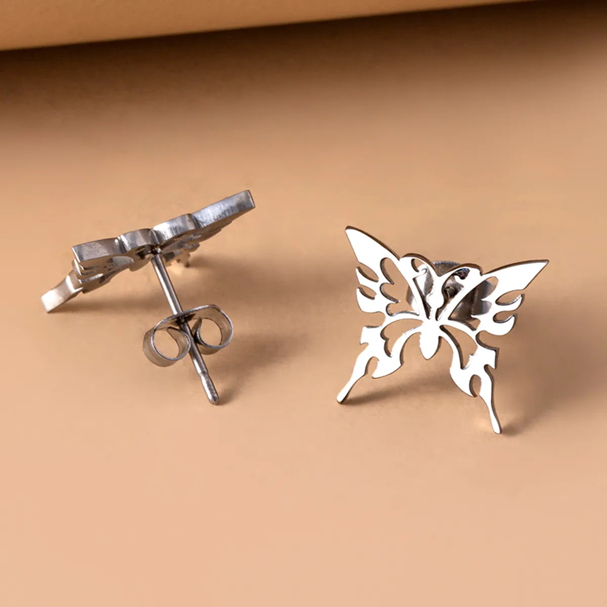 Simple Style Butterfly Stainless Steel Hollow Out Ear Studs 1 Pair