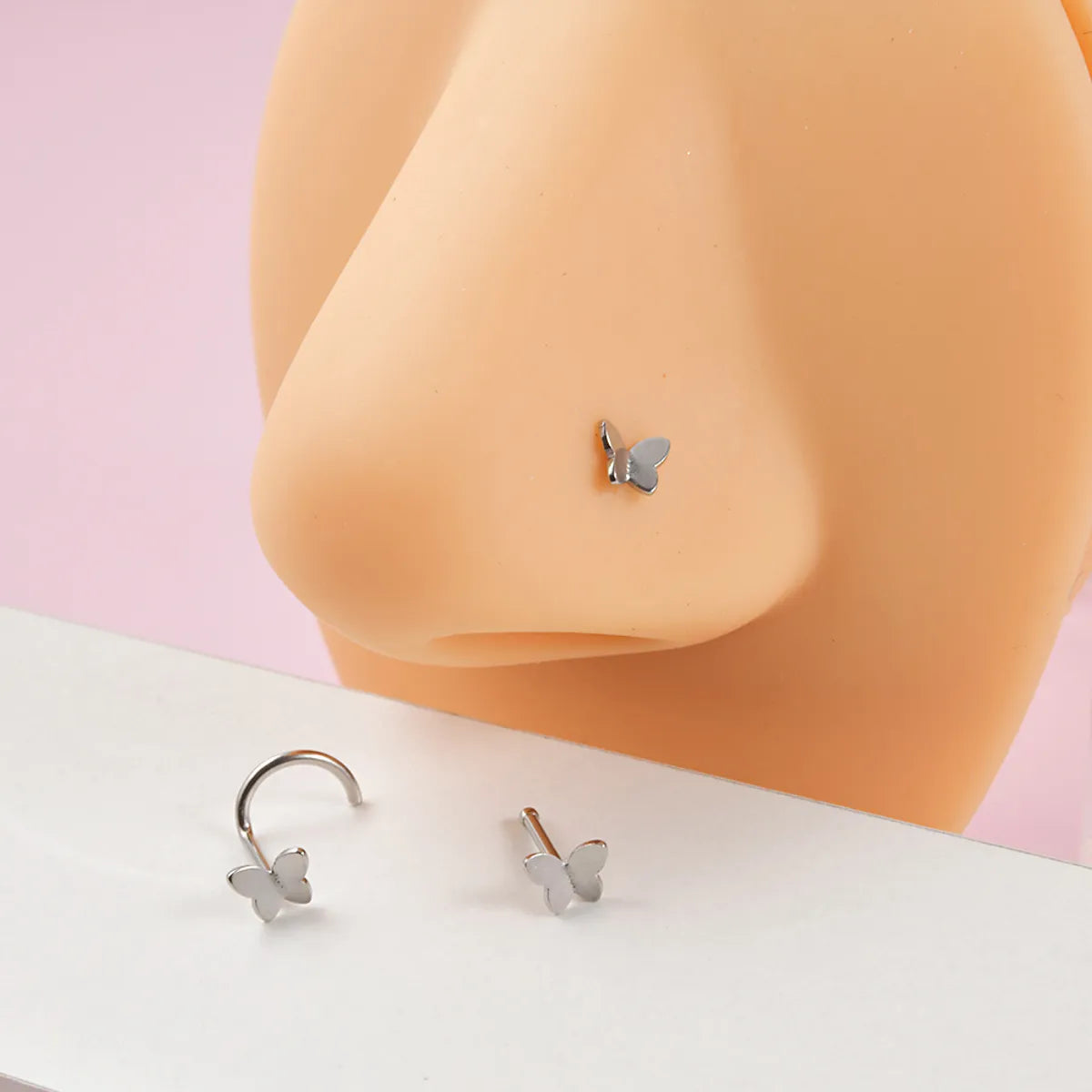 1 Piece Nose Rings & Studs Simple Style Butterfly 304 Stainless Steel