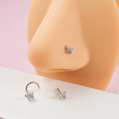 1 Piece Nose Rings & Studs Simple Style Butterfly 304 Stainless Steel