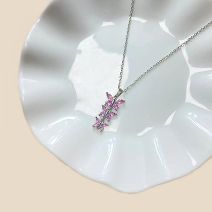 Simple Style Butterfly Rhinestones Glass Zircon 304 Stainless Steel Alloy Copper Wholesale Pendant Necklace