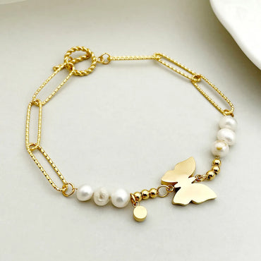 Simple Style Butterfly Stainless Steel Plating Inlay Zircon Gold Plated Bracelets