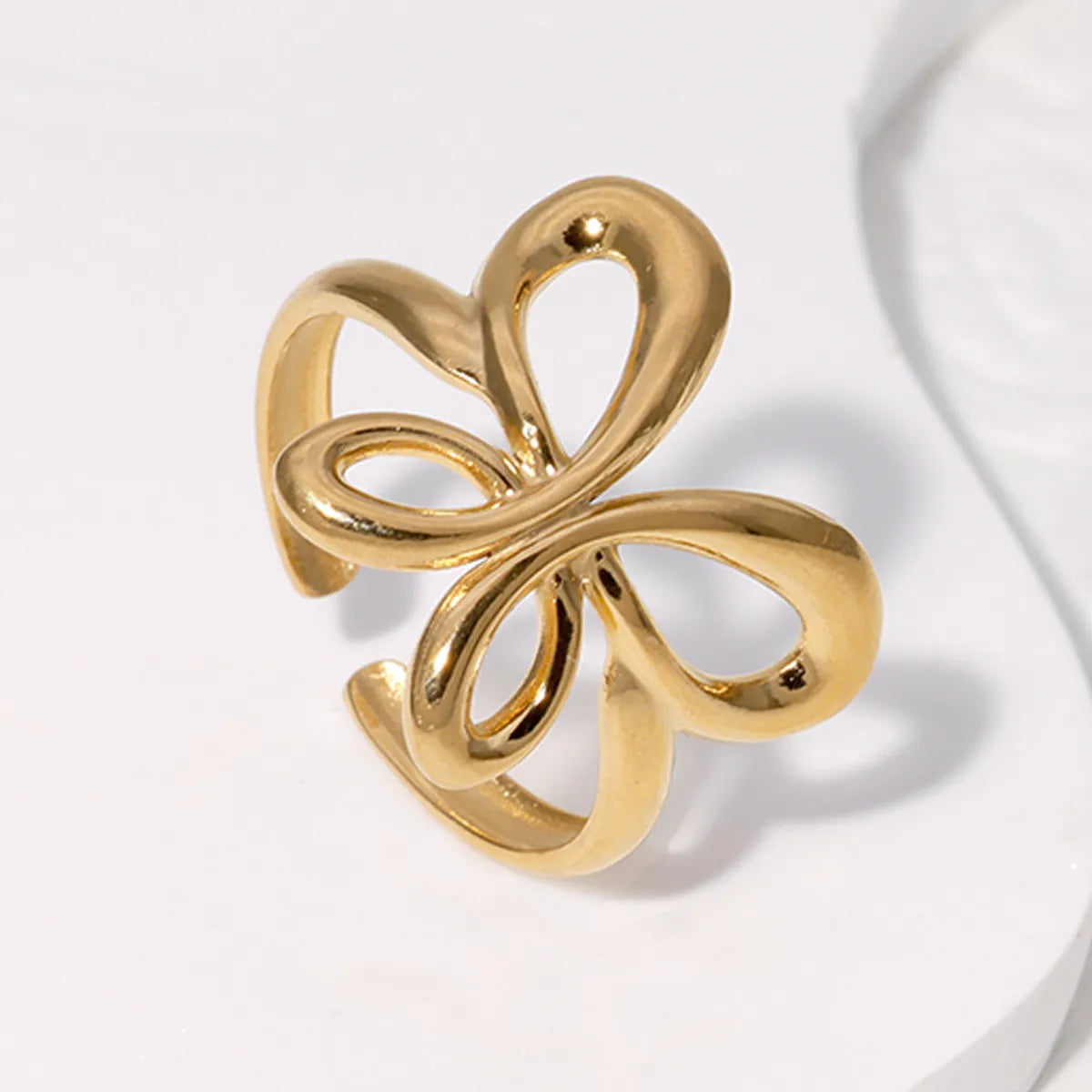 304 Stainless Steel 18K Gold Plated Simple Style Plating Butterfly Open Rings