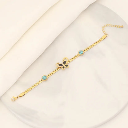 Simple Style Butterfly Stainless Steel Plating Turquoise Bracelets Earrings Necklace