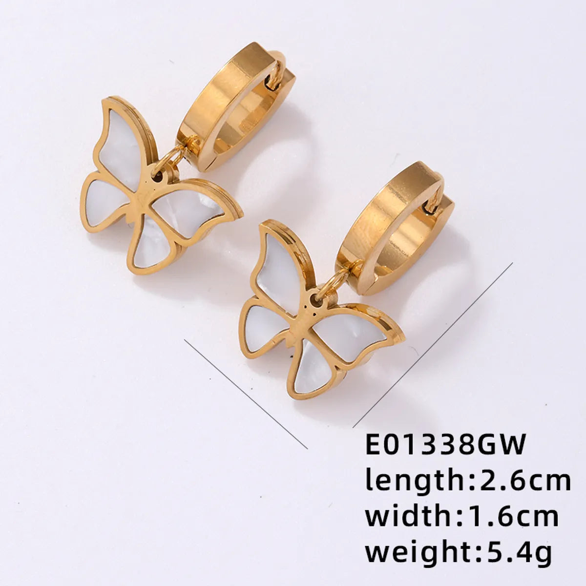 Simple Style Butterfly Stainless Steel Titanium Steel Plating Inlay Shell Gold Plated Jewelry Set