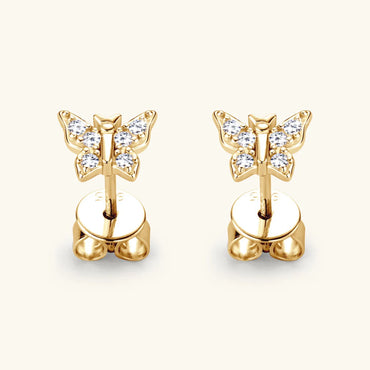 Simple Style Butterfly Sterling Silver Gra Plating Inlay Moissanite Ear Studs