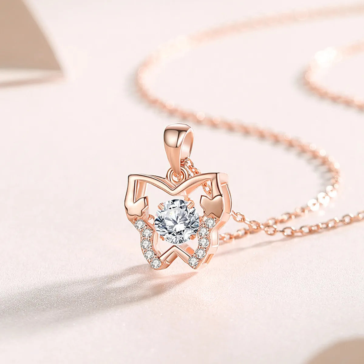 Simple Style Butterfly Sterling Silver Inlay Moissanite Zircon Pendant Necklace