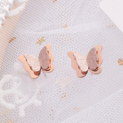 1 Pair Simple Style Butterfly Plating Titanium Steel 18k Gold Plated Ear Studs