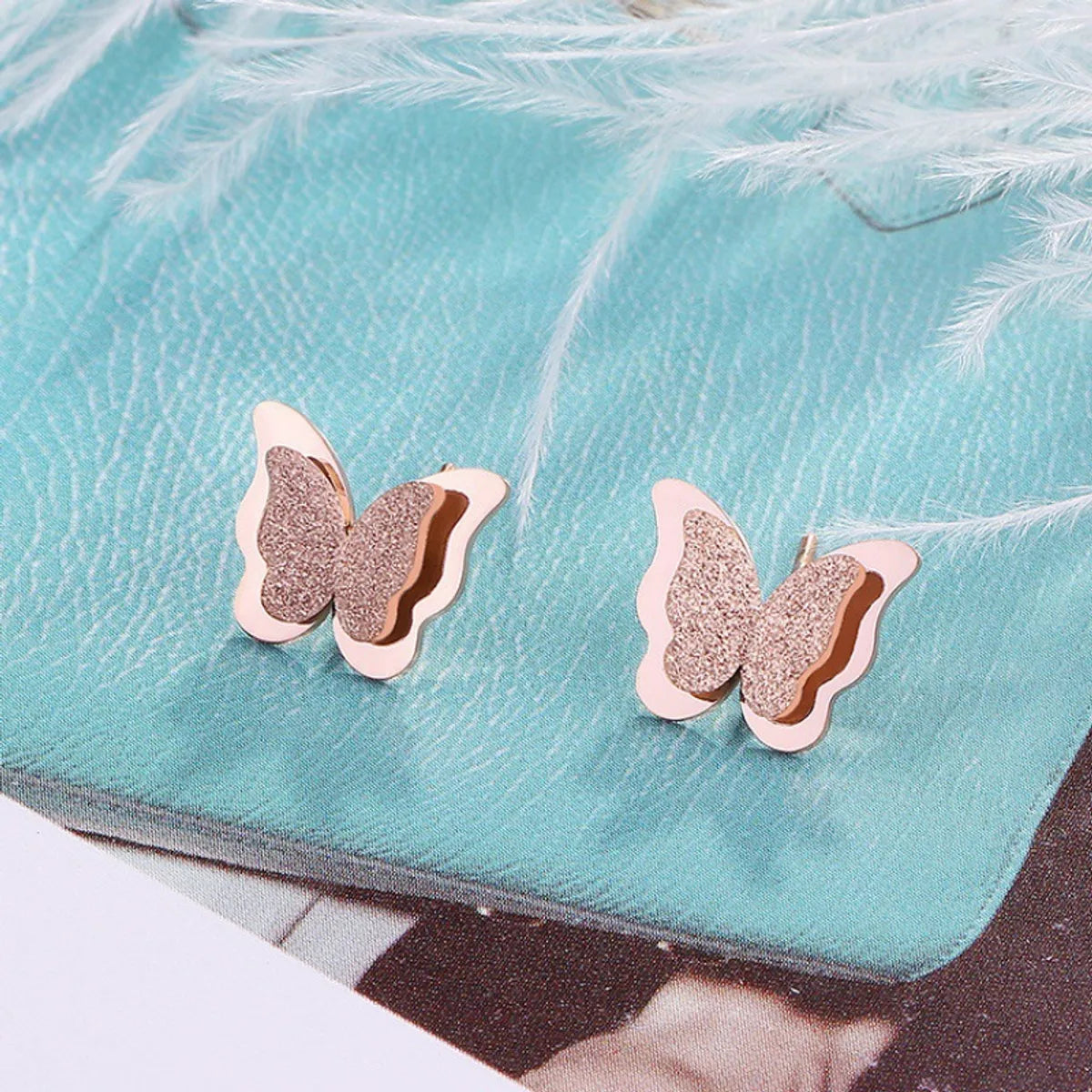 1 Pair Simple Style Butterfly Plating Titanium Steel 18k Gold Plated Ear Studs