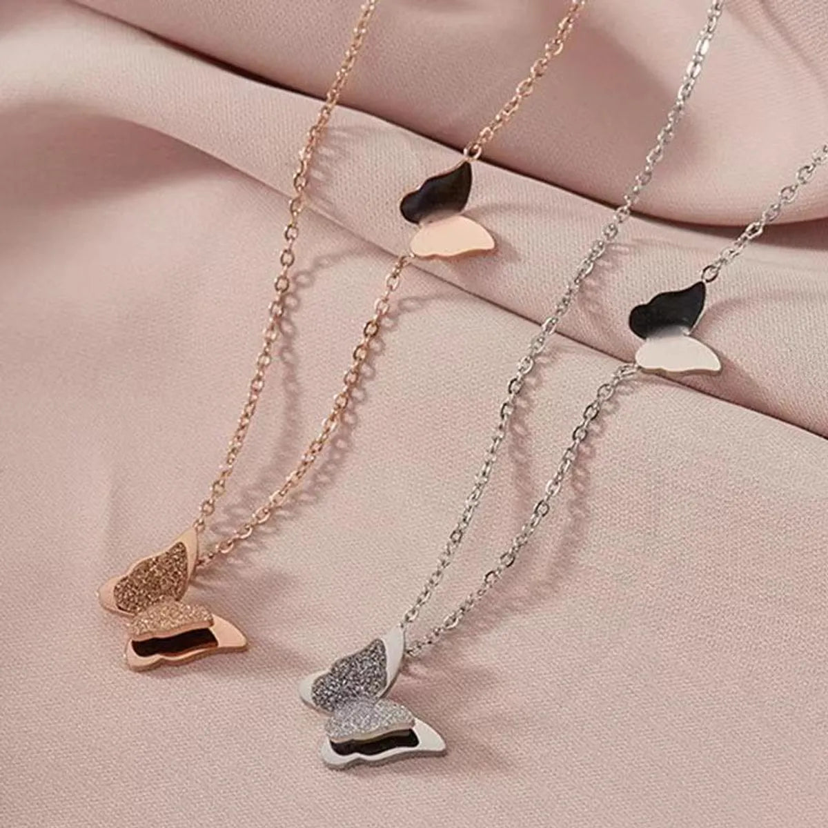 Simple Style Butterfly Titanium Steel Plating Necklace