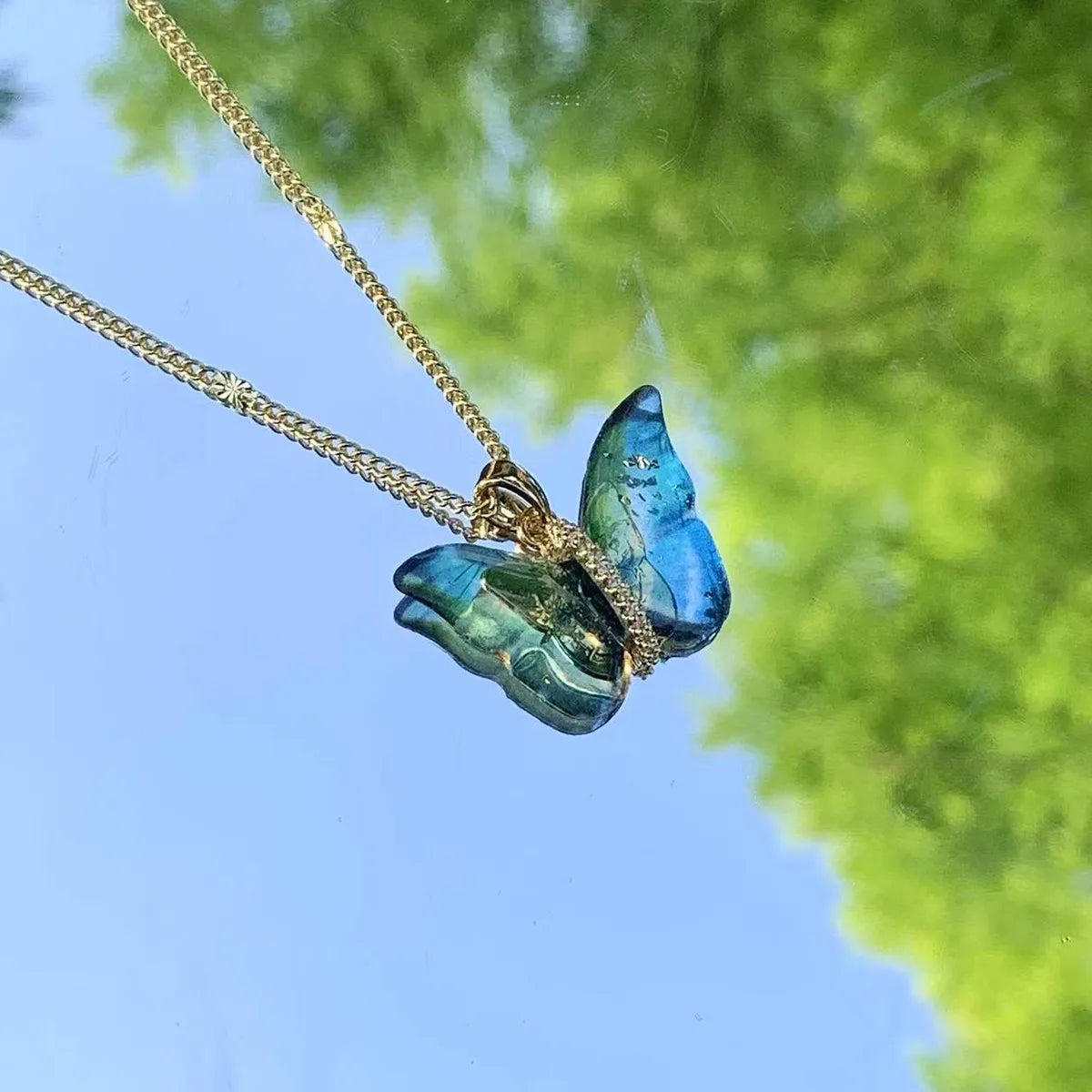 Simple Style Butterfly Turquoise Copper Wholesale Pendant Necklace