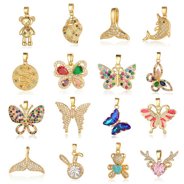 Simple Style Butterfly Copper Inlay Zircon Charms Jewelry Accessories