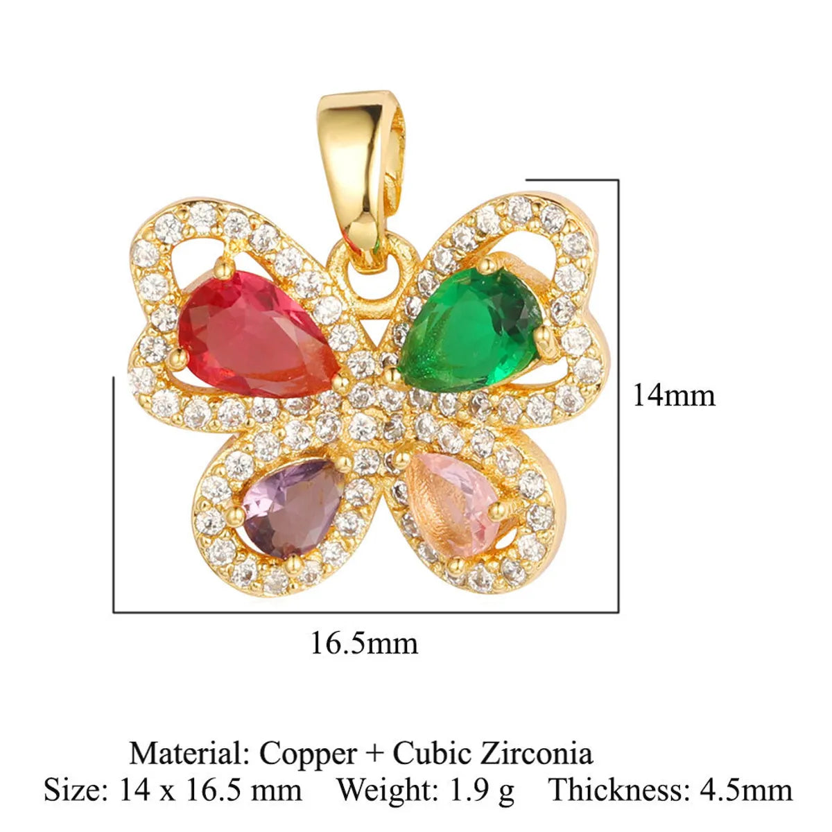 Simple Style Butterfly Copper Inlay Zircon Charms Jewelry Accessories