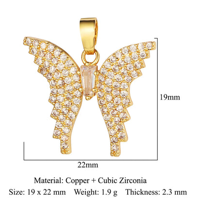 Simple Style Butterfly Copper Inlay Zircon Charms Jewelry Accessories