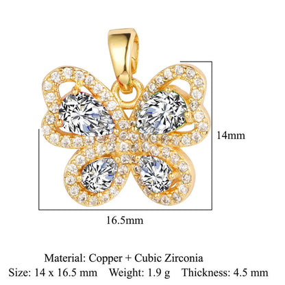 Simple Style Butterfly Copper Inlay Zircon Charms Jewelry Accessories