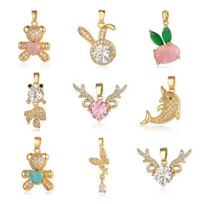 Simple Style Butterfly Copper Inlay Zircon Charms Jewelry Accessories