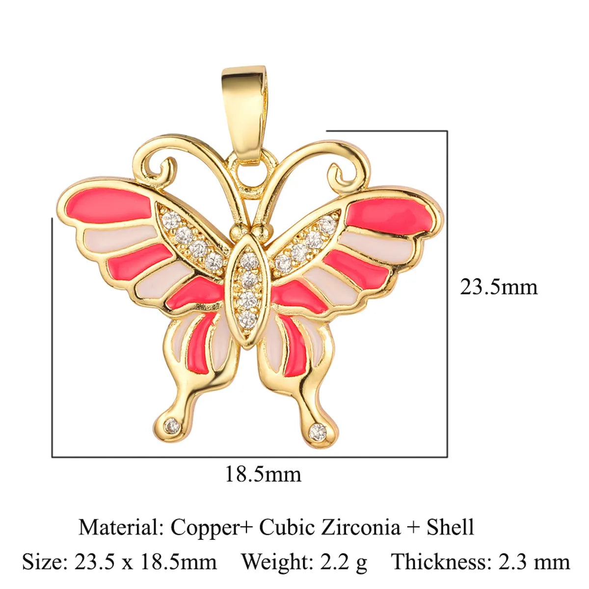 Simple Style Butterfly Copper Inlay Zircon Charms Jewelry Accessories