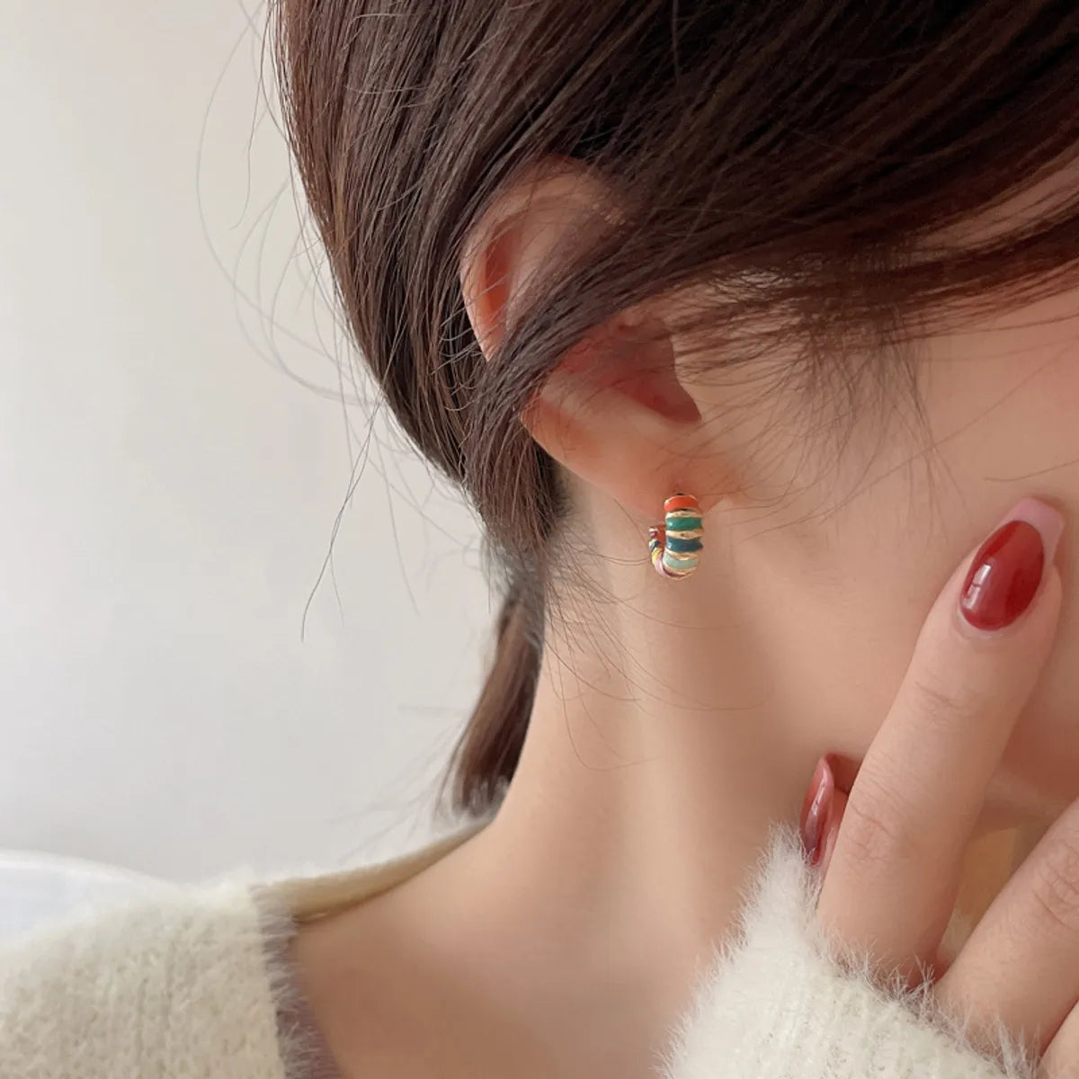 1 Pair Simple Style C Shape Enamel Plating Alloy Ear Studs