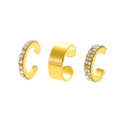 Wholesale Jewelry Simple Style C Shape Alloy Zircon Inlay Ear Clips