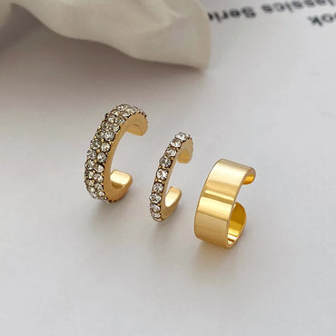 Wholesale Jewelry Simple Style C Shape Alloy Zircon Inlay Ear Clips