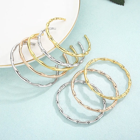 Simple Style C Shape Bamboo Stainless Steel Plating Gold Plated Bangle