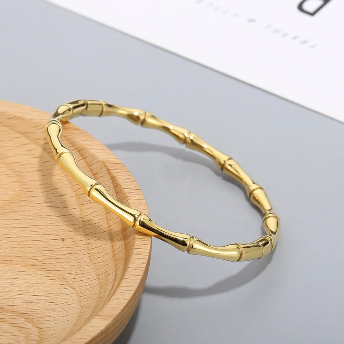 Simple Style C Shape Bamboo Stainless Steel Plating Gold Plated Bangle