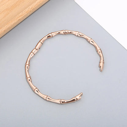 Simple Style C Shape Bamboo Stainless Steel Plating Gold Plated Bangle