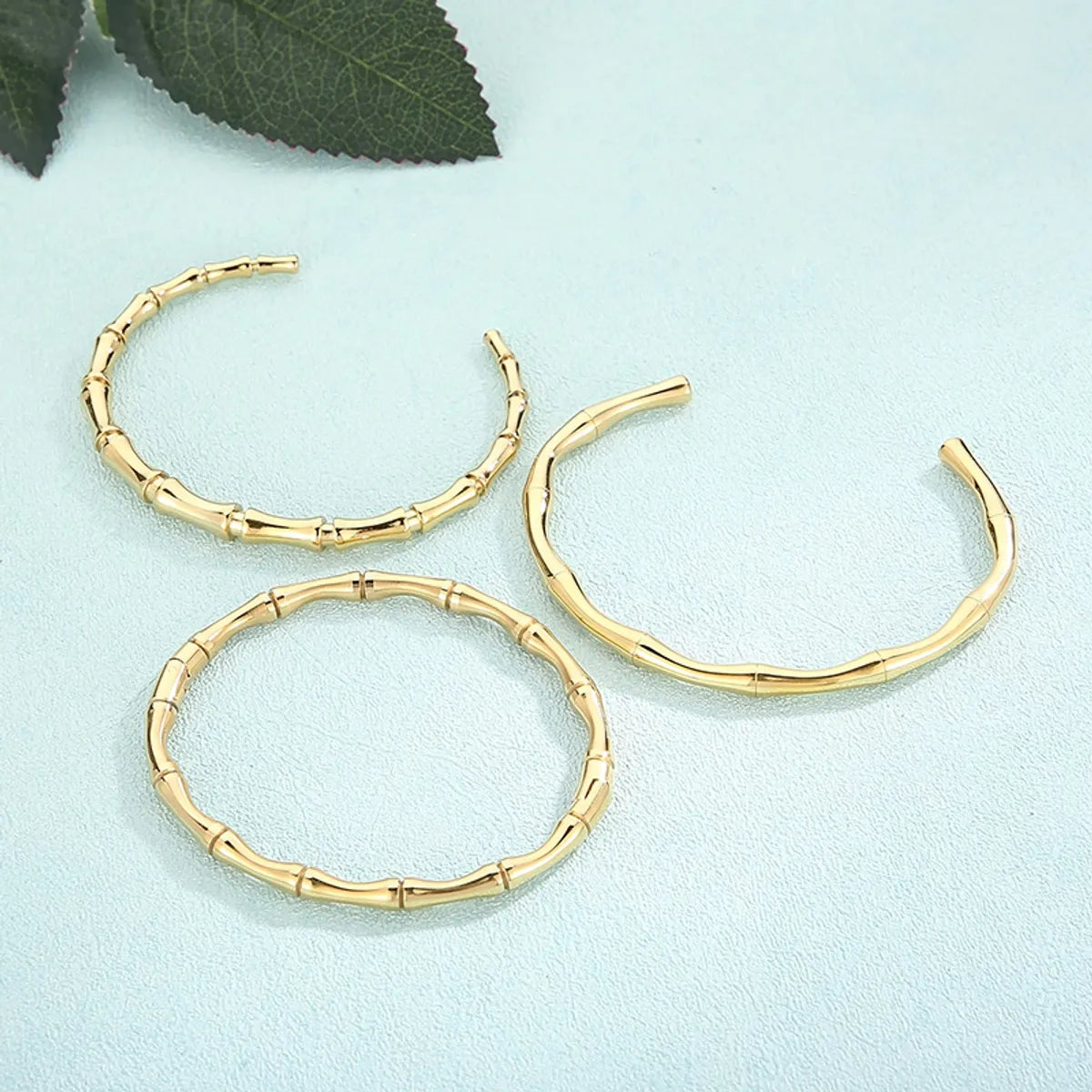 Simple Style C Shape Bamboo Stainless Steel Plating Gold Plated Bangle