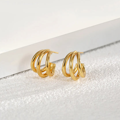 1 Pair Simple Style C Shape Plating Copper Gold Plated Earrings