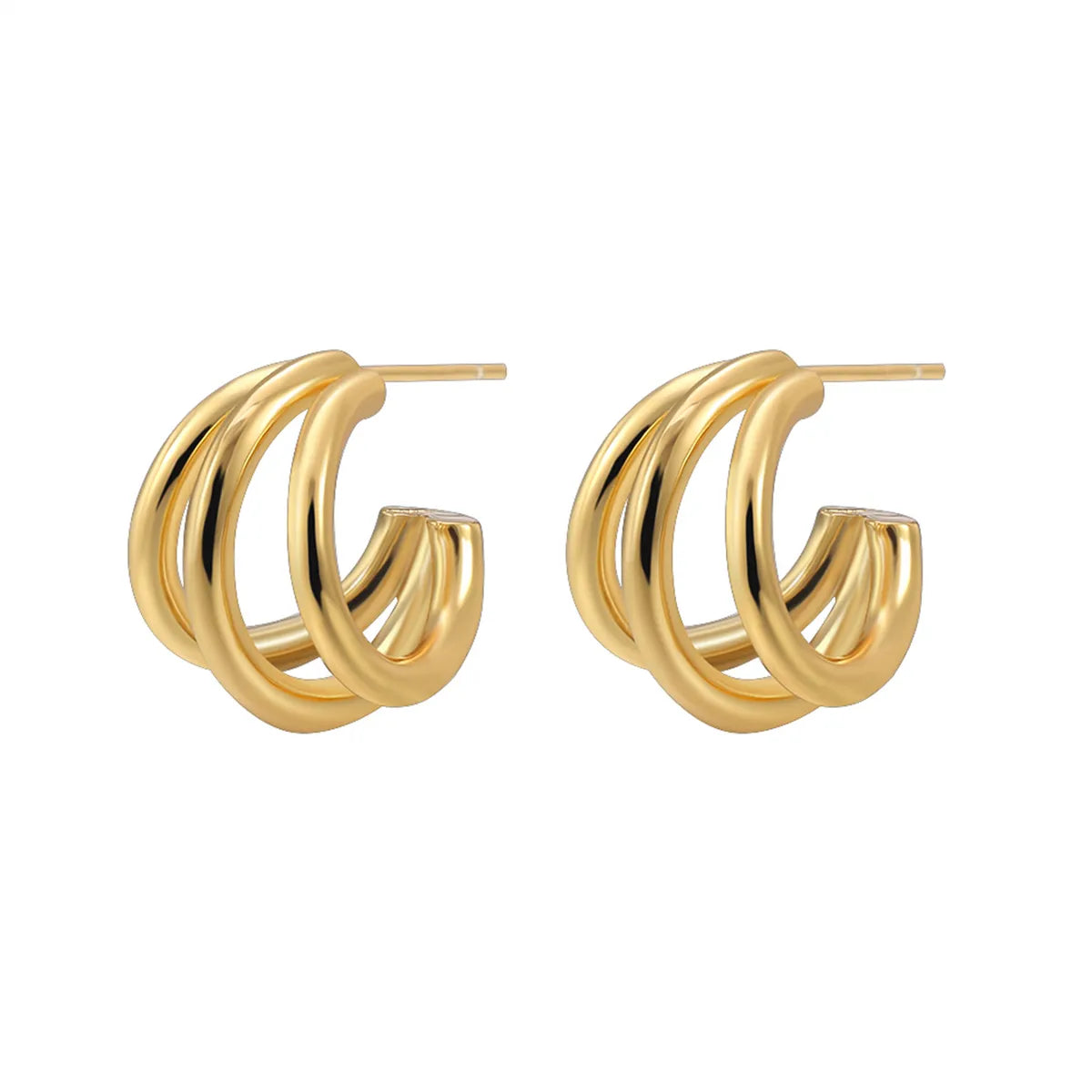 1 Pair Simple Style C Shape Plating Copper Gold Plated Earrings