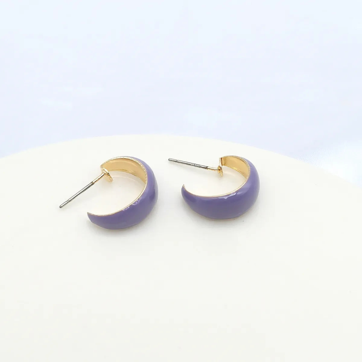 Simple Style C Shape Enamel Iron Earrings