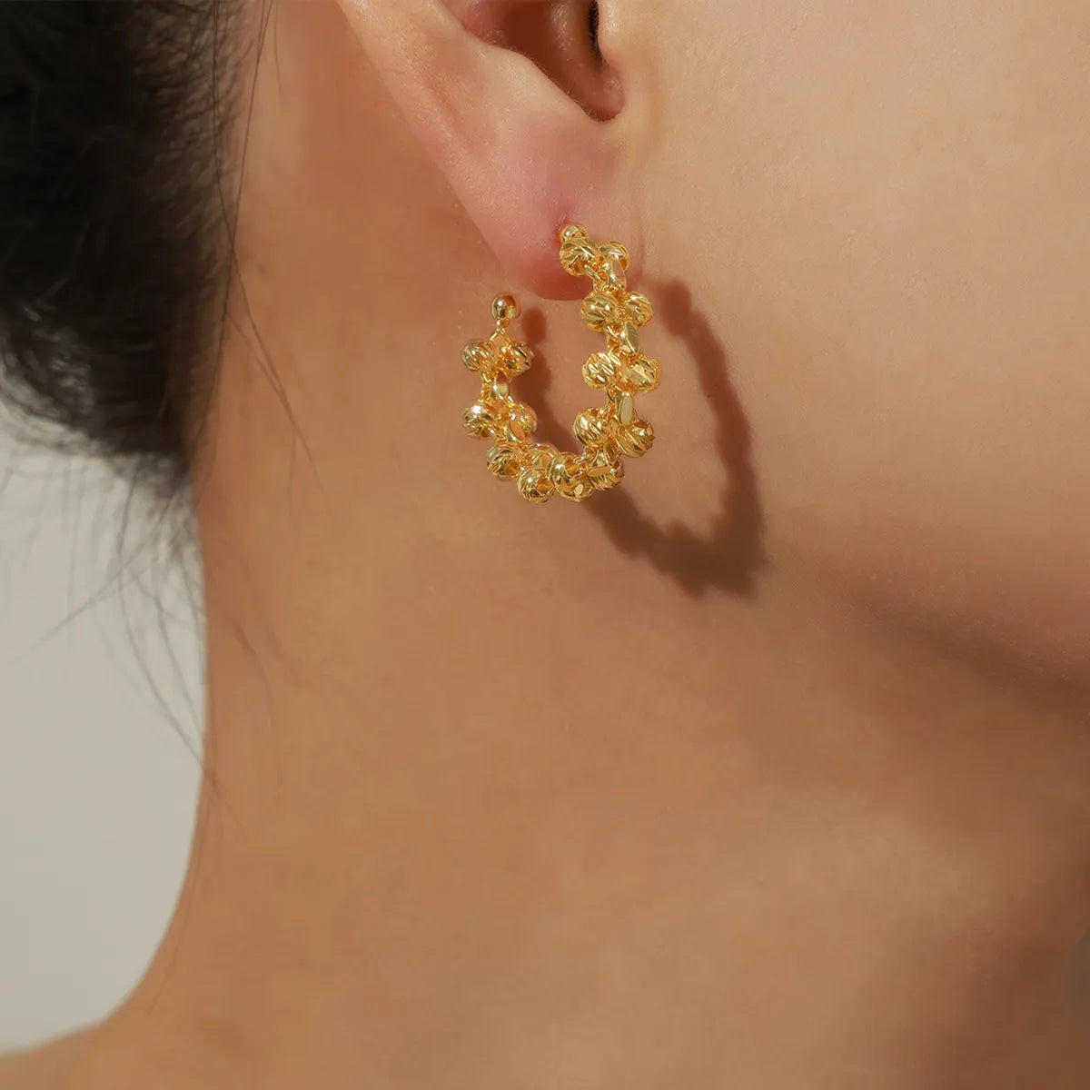 Simple Style C Shape Plating Copper 18k Gold Plated Ear Studs