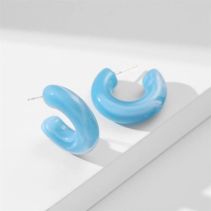 1 Pair Simple Style C Shape Resin Ear Studs