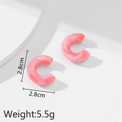 1 Pair Simple Style C Shape Resin Ear Studs