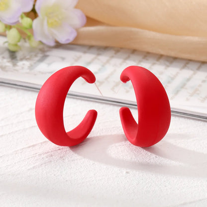 1 Pair Simple Style C Shape Solid Color Resin Ear Studs