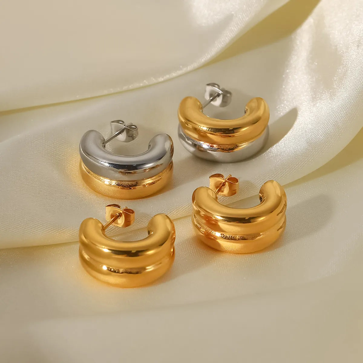 Simple Style C Shape Plating 316 Stainless Steel  Ear Studs