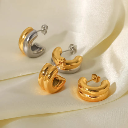 Simple Style C Shape Plating 316 Stainless Steel  Ear Studs