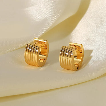 Simple Style C Shape Plating Stainless Steel Gold Plated Hoop Earrings