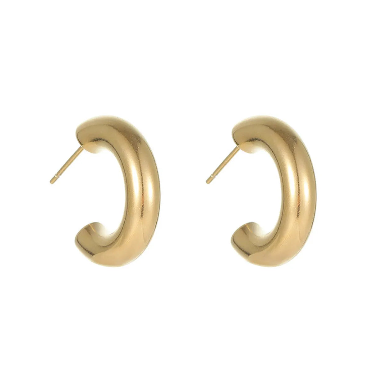 1 Pair Simple Style C Shape Plating Titanium Steel Earrings