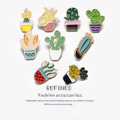 Simple Style Cactus Alloy Enamel Metal Unisex Brooches