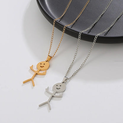 Wholesale Jewelry Simple Style Cartoon Character Stainless Steel None Gold Plated Plating Pendant Necklace