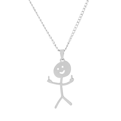 Wholesale Jewelry Simple Style Cartoon Character Stainless Steel None Gold Plated Plating Pendant Necklace